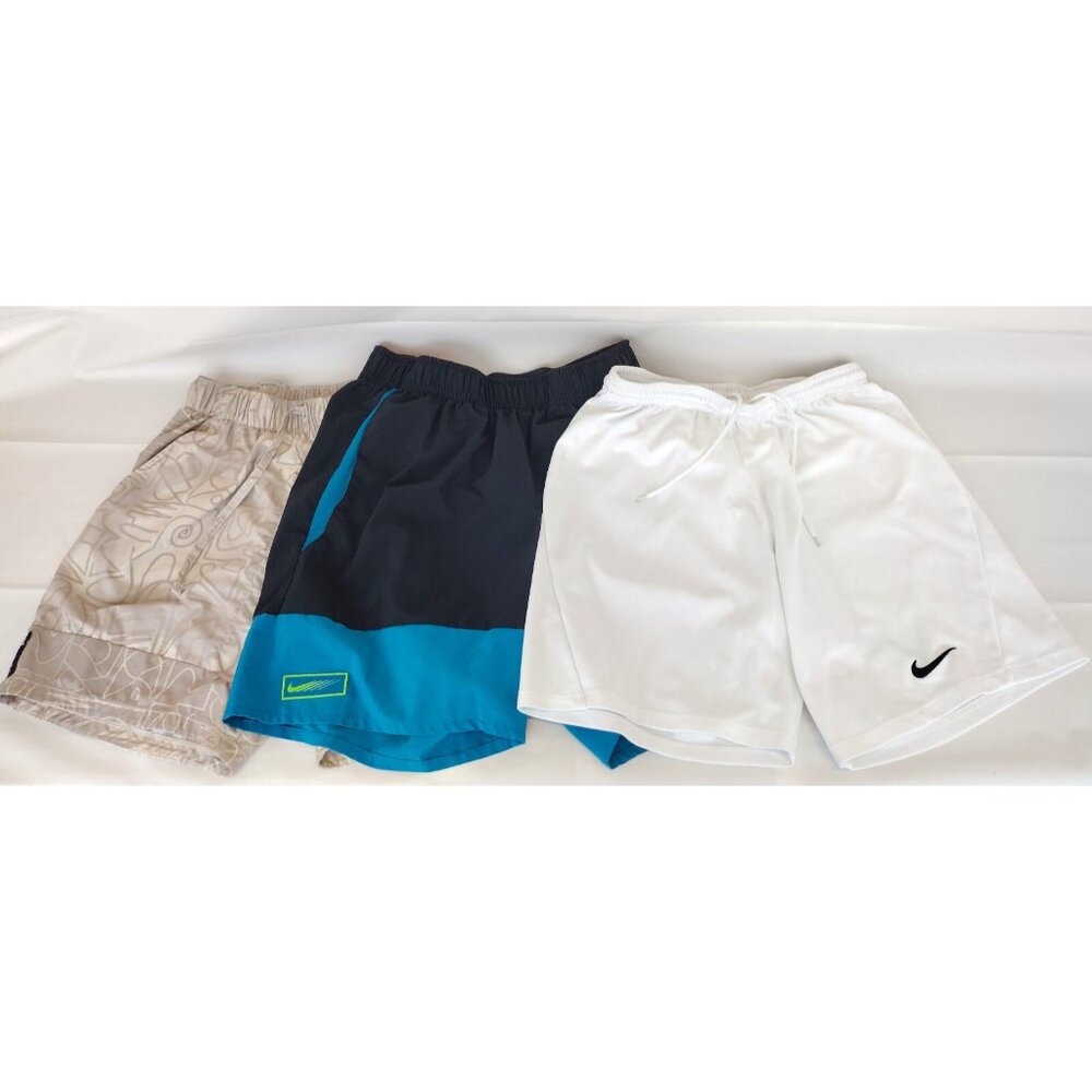 Nike Shorts Three Pairs White Dri-Fit, Black/Teal Standard, Beige Yoga Small